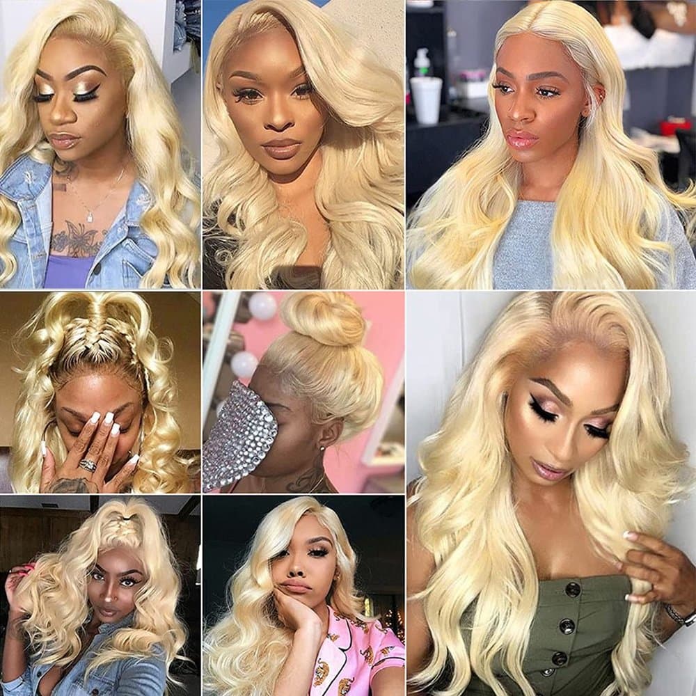 Blonde Wavy #613 Human Hair Wig 16-20 inches - Thumbnail 3