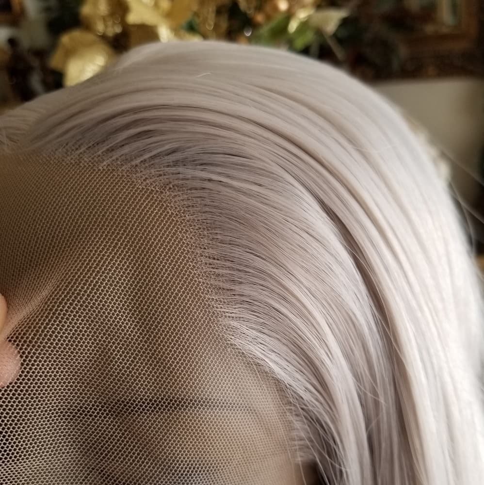 Ash White Blonde Lace Front Wig - Thumbnail 4