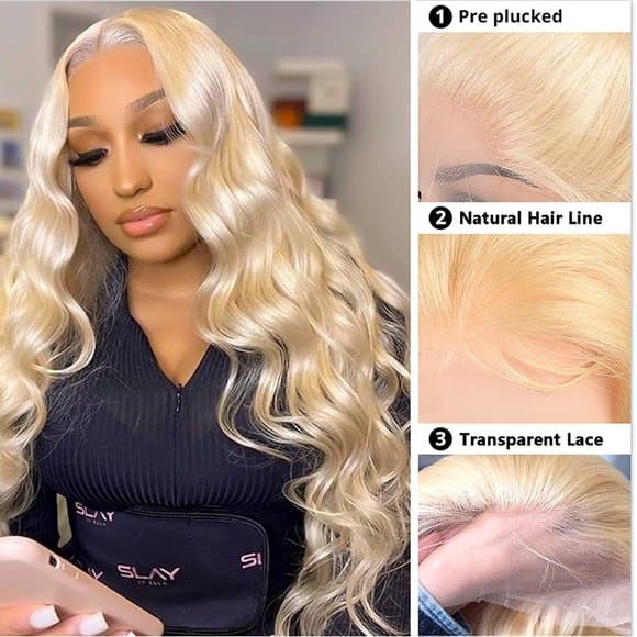 Blonde Wavy #613 Human Hair Wig 16-20 inches - Thumbnail 6