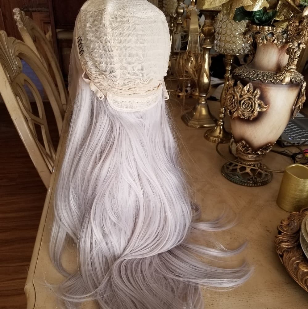 Ash White Blonde Lace Front Wig - Thumbnail 7