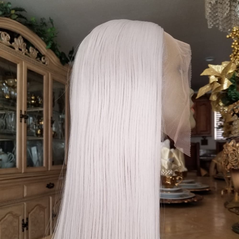 Ash White Blonde Lace Front Wig - Thumbnail 5