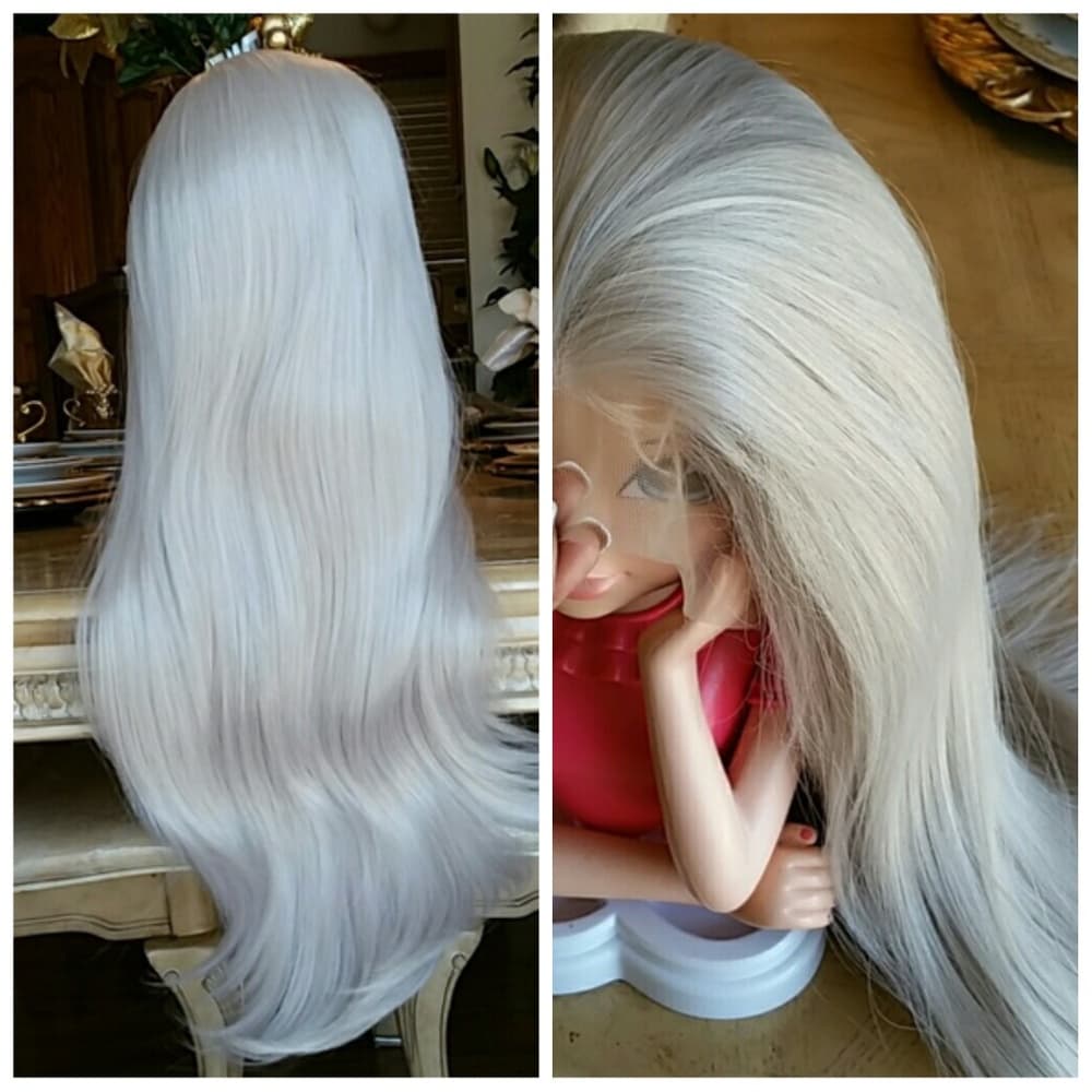 Ash White Blonde Lace Front Wig - Thumbnail 8