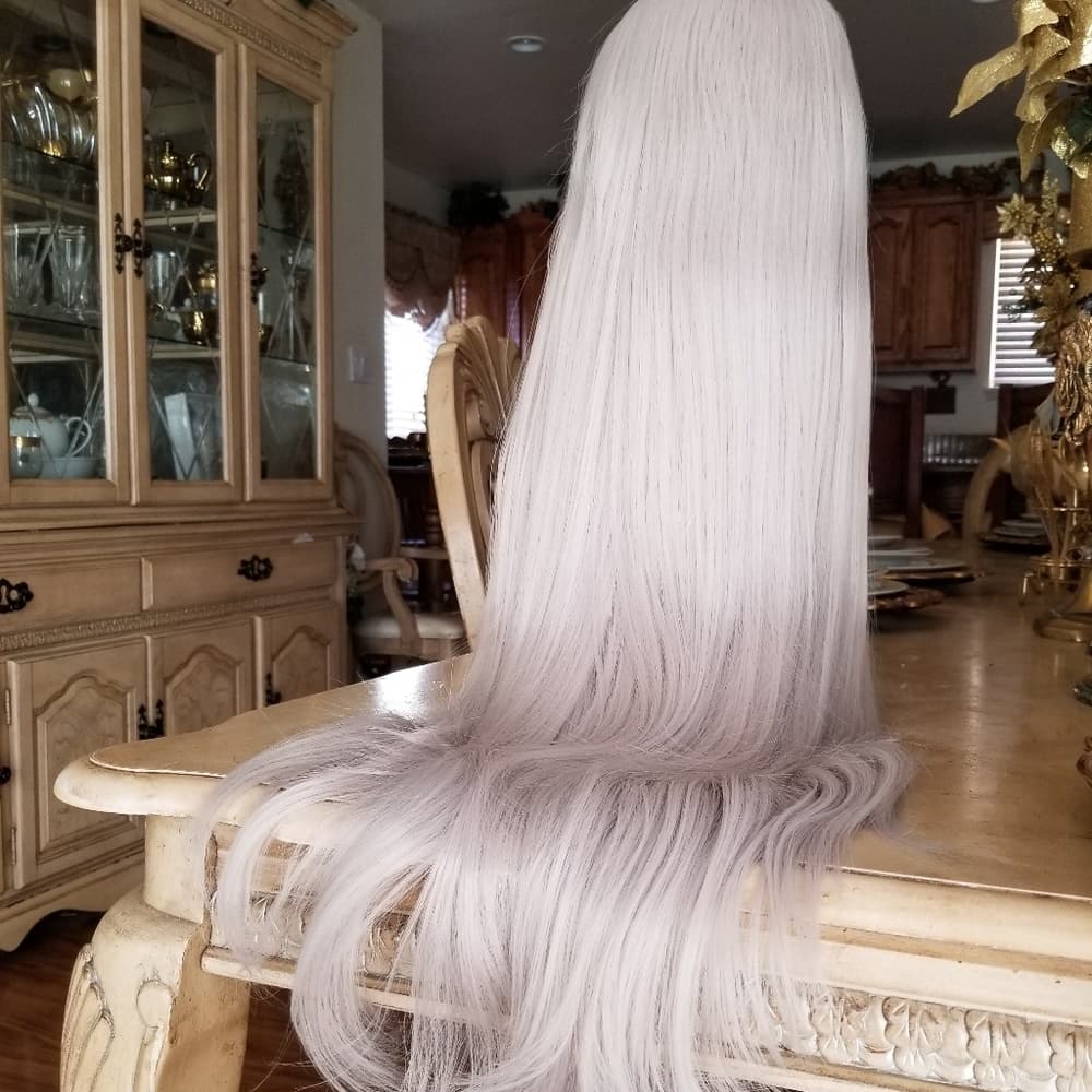 Ash White Blonde Lace Front Wig - Thumbnail 2