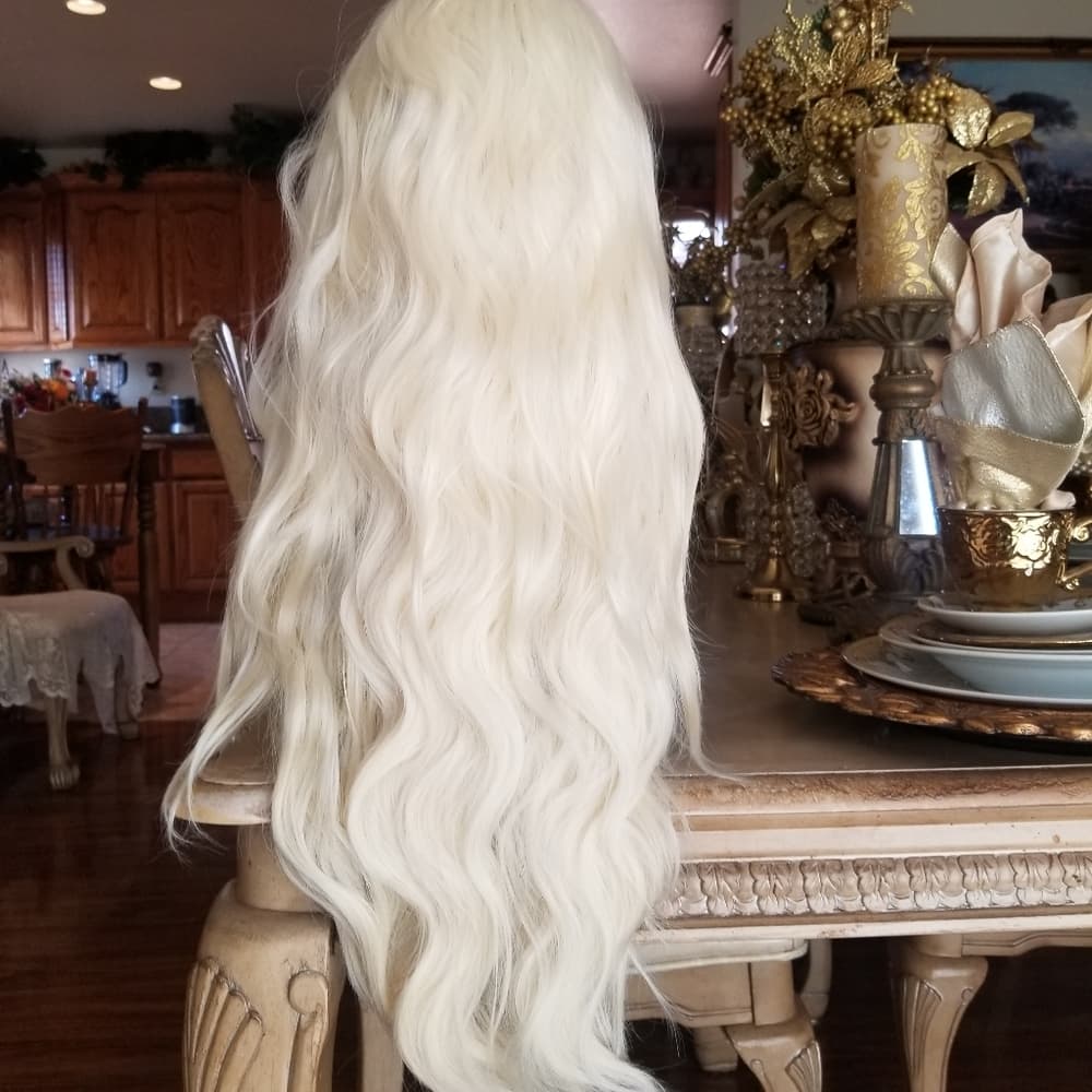 White Blonde Wavy Lace Front Wig 22-24 inches - Thumbnail 15