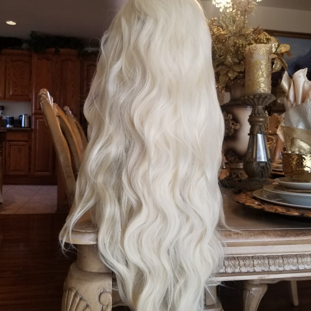 White Blonde Wavy Lace Front Wig 22-24 inches - Thumbnail 8