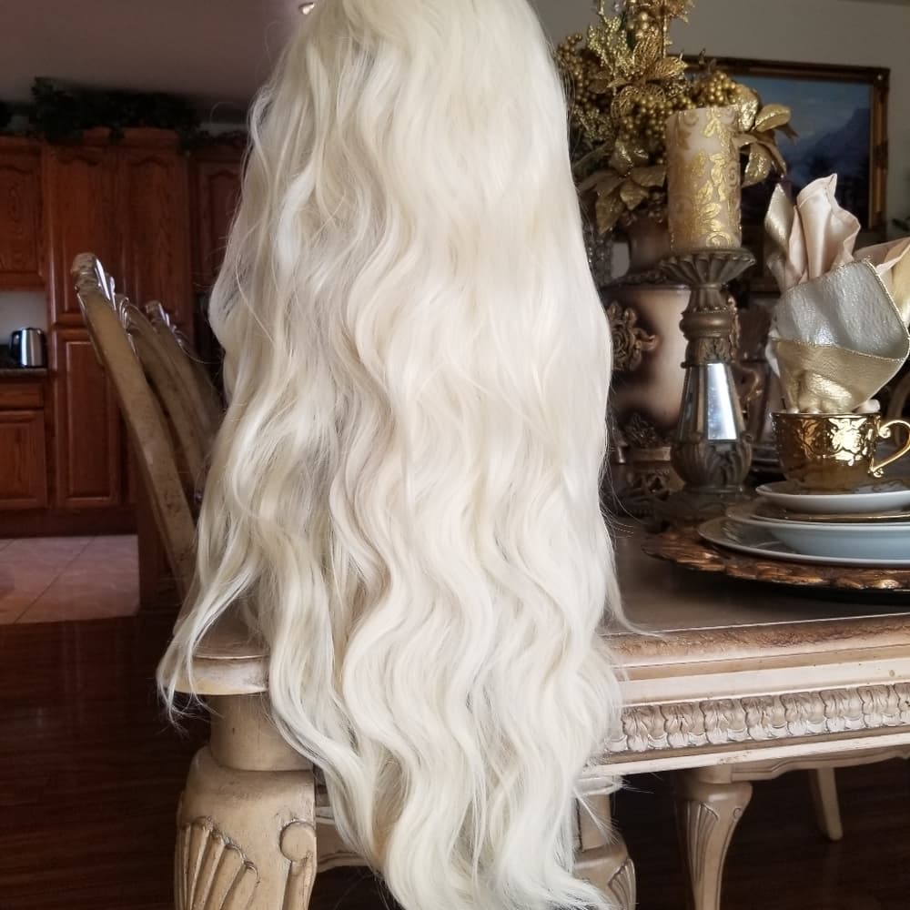 White Blonde Wavy Lace Front Wig 22-24 inches - Thumbnail 16