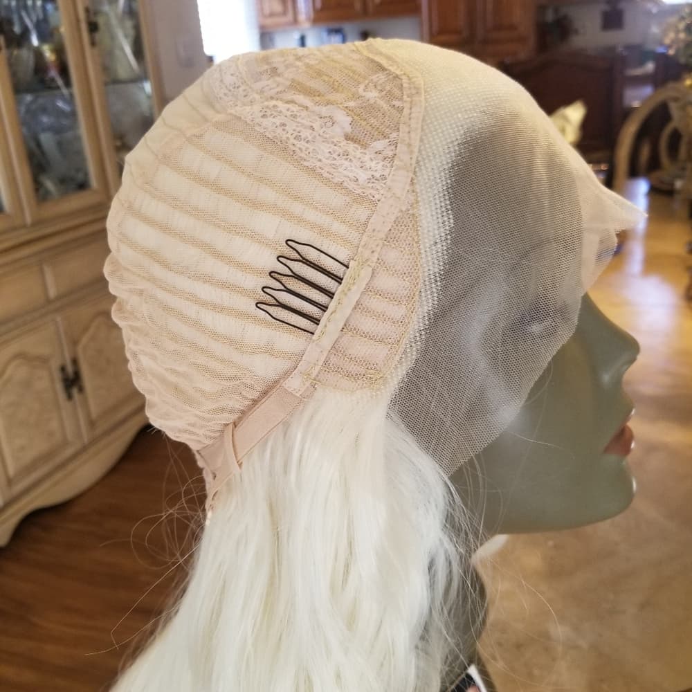 White Blonde Wavy Lace Front Wig 22-24 inches - Thumbnail 2