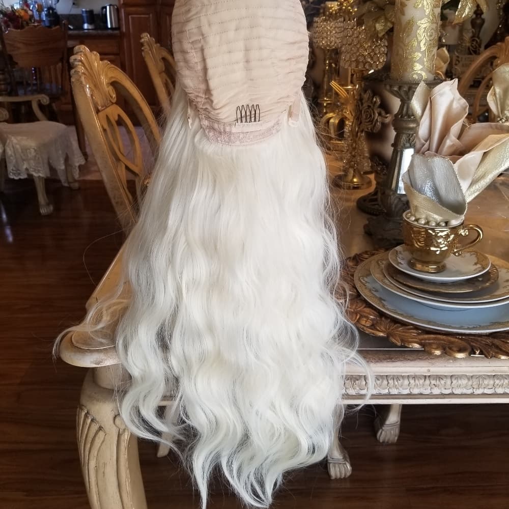 White Blonde Wavy Lace Front Wig 22-24 inches - Thumbnail 6