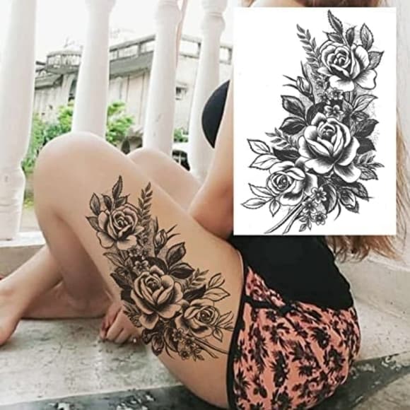 Sexy Women Body Leg Art Temporary Tattoo - Thumbnail 2