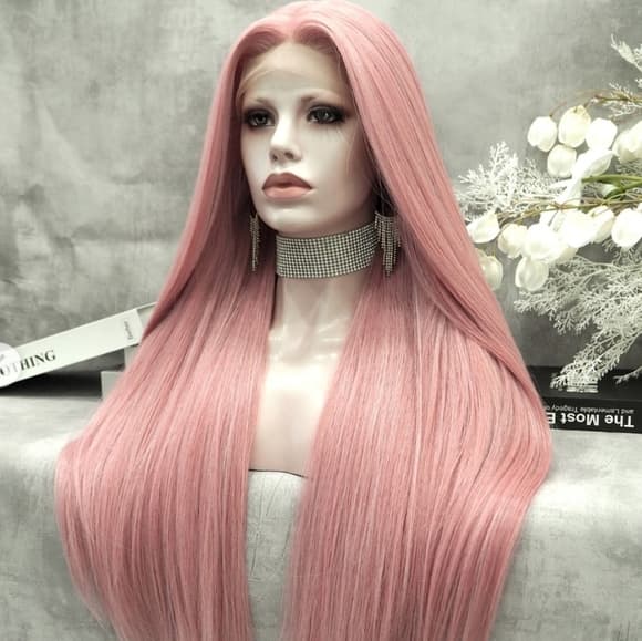 Peach Pink Beauty Highlights Lace Front Wig - Thumbnail 6