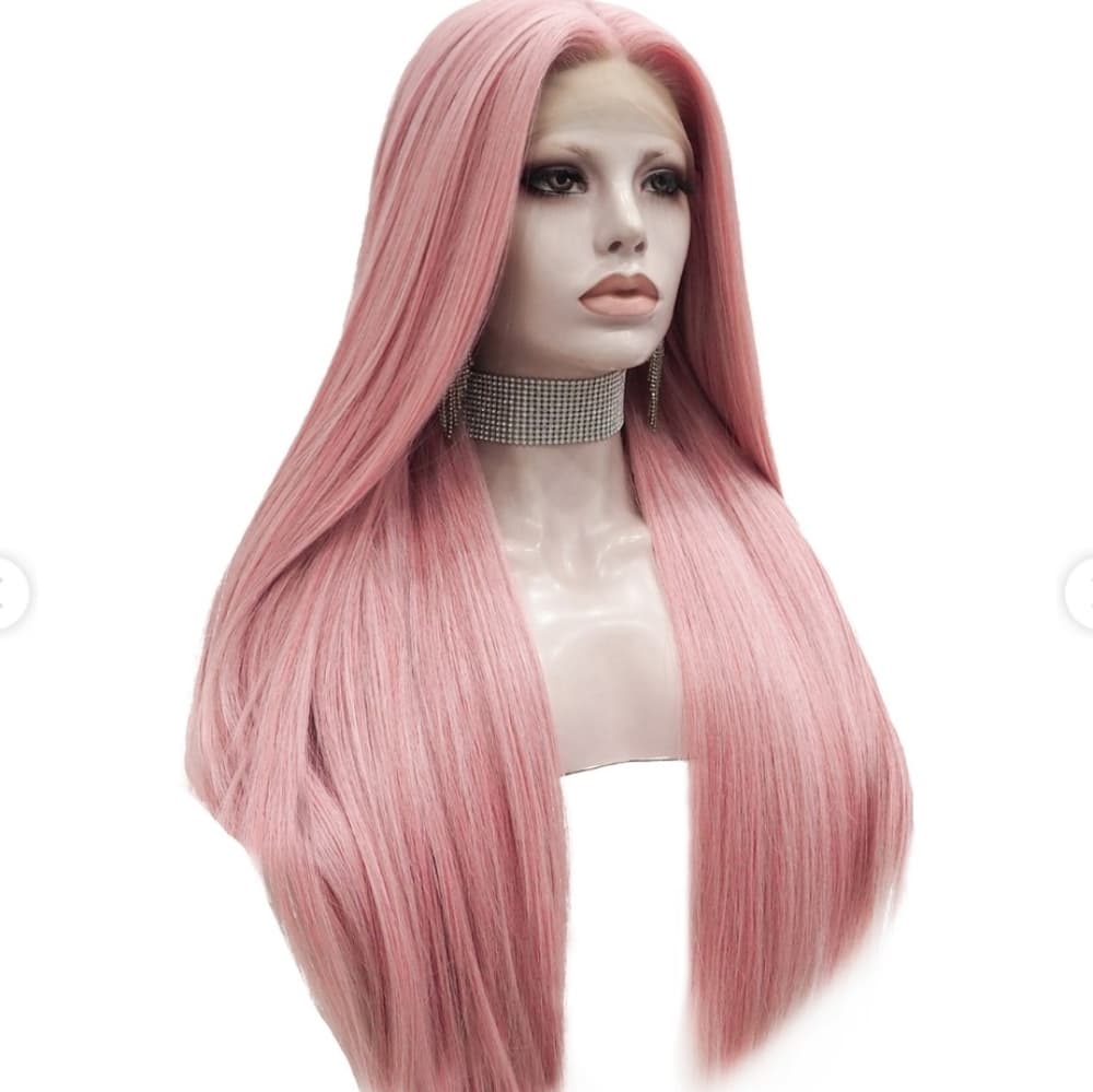 Peach Pink Beauty Highlights Lace Front Wig - Thumbnail 4