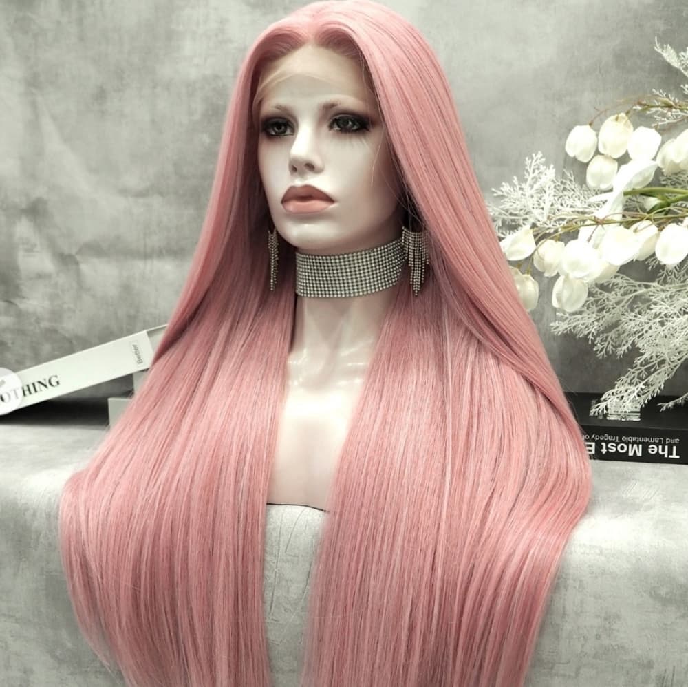 Peach Pink Beauty Highlights Lace Front Wig - Thumbnail 5