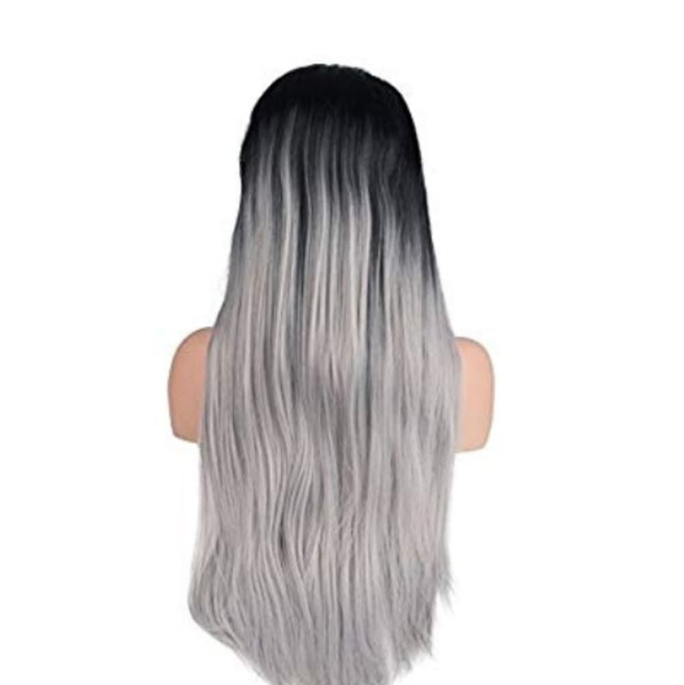 Ombre Black Gray Lace Front Wig