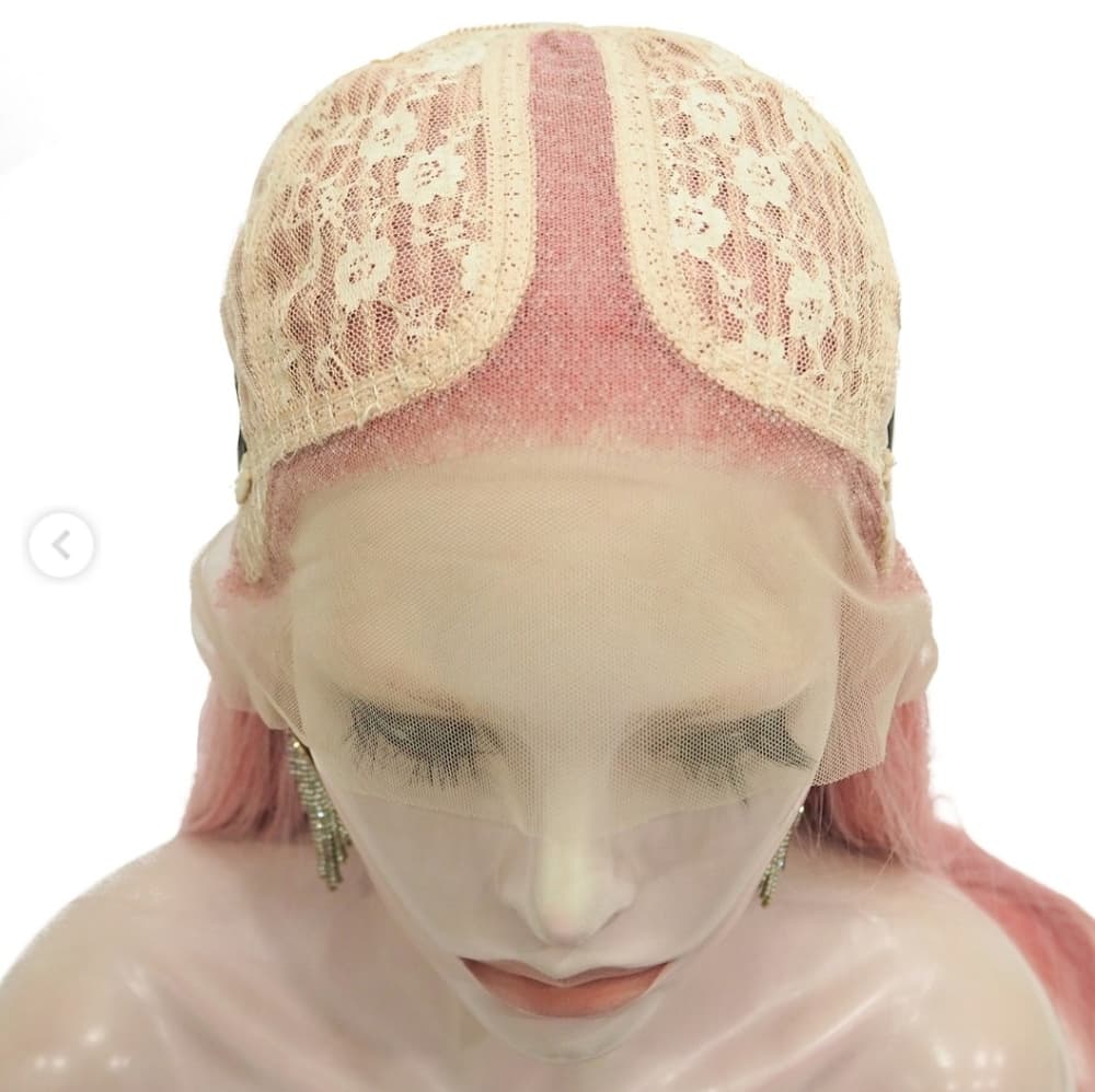 Peach Pink Beauty Highlights Lace Front Wig - Thumbnail 2