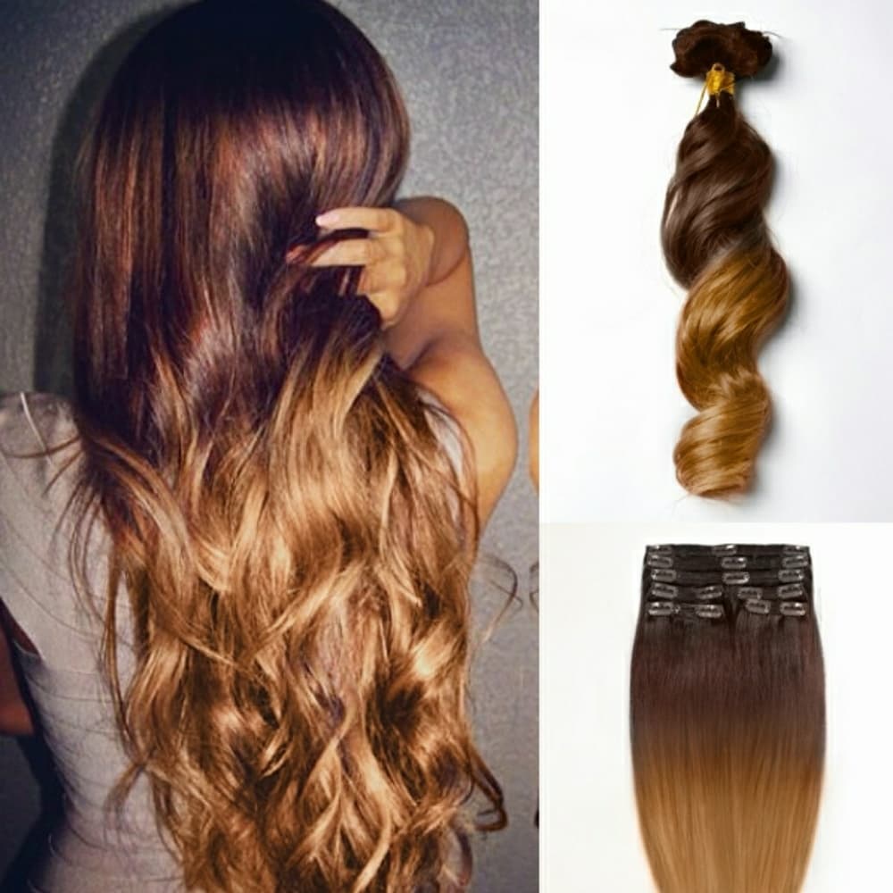 Ombre Clip In Extension Wavy
