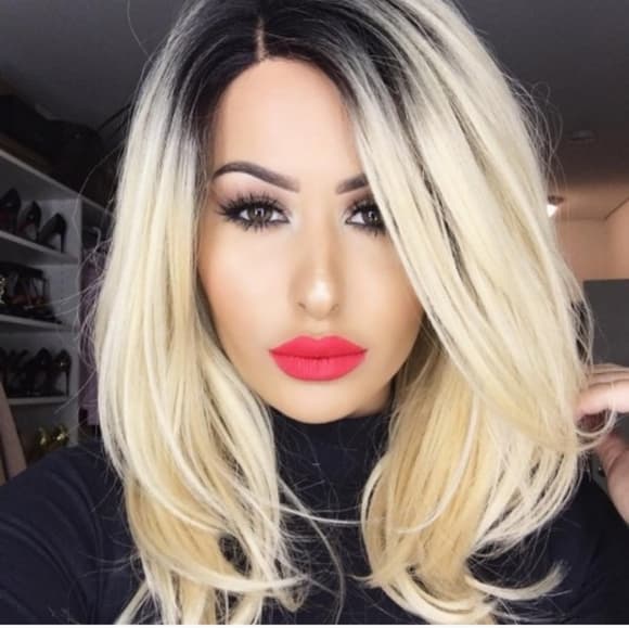 100%Human Hair Ombre Blonde Lace Front Wig - Thumbnail 9