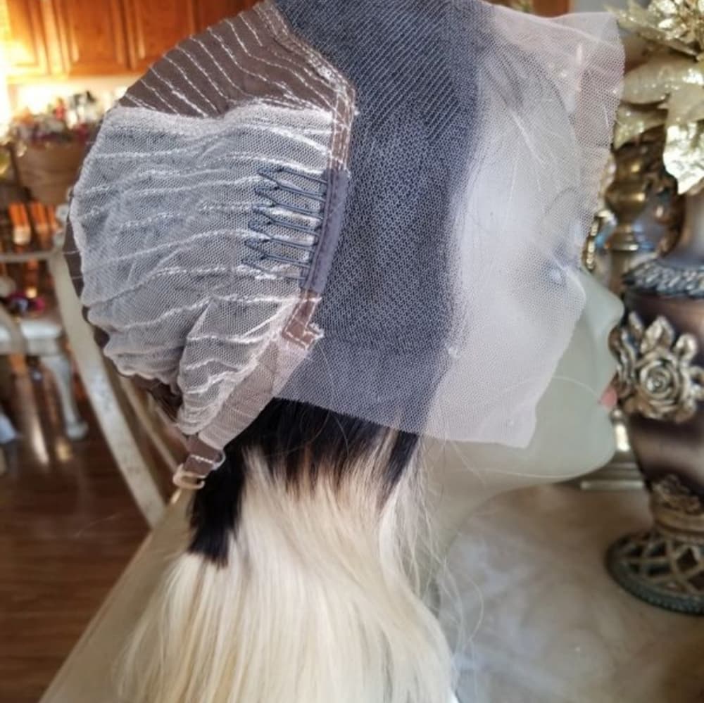 100%Human Hair Ombre Blonde Lace Front Wig - Thumbnail 6
