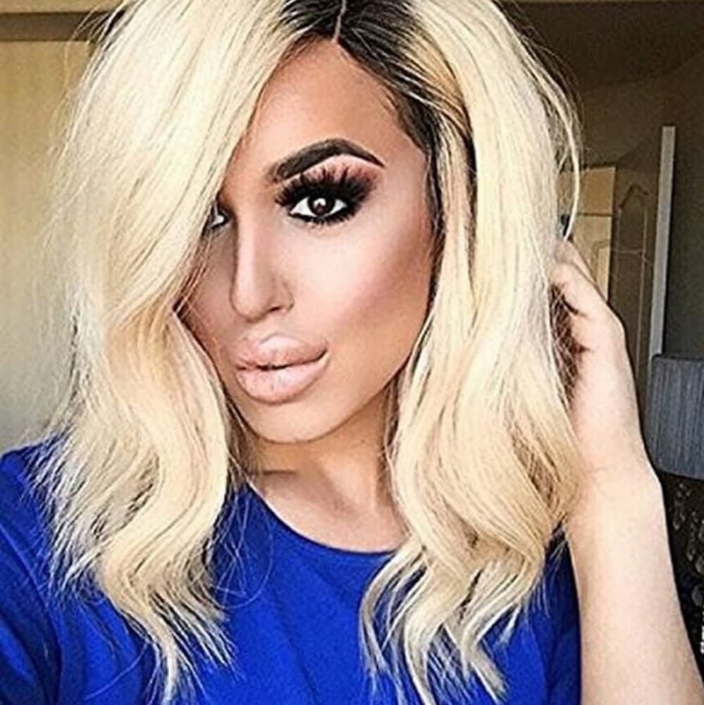 100%Human Hair Ombre Blonde Lace Front Wig
