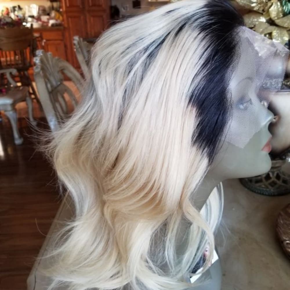 100%Human Hair Ombre Blonde Lace Front Wig - Thumbnail 7