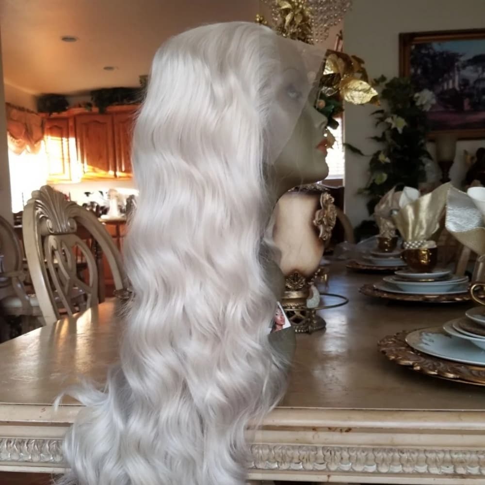 White Wavy Blonde Lacefront Wig