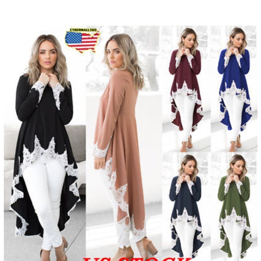Lace Ruffles Asymmetrical Casual Tops Shirt Blou - Thumbnail 5