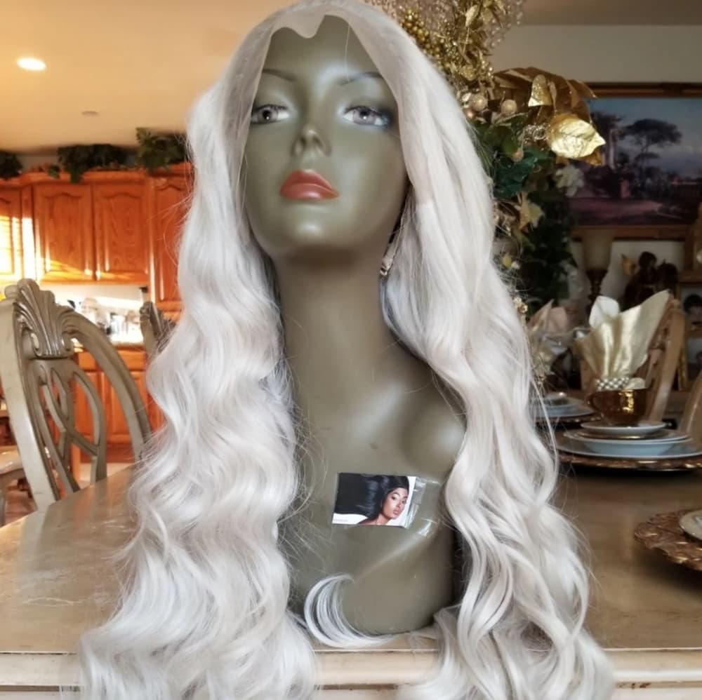 White Wavy Blonde Lacefront Wig - Thumbnail 7