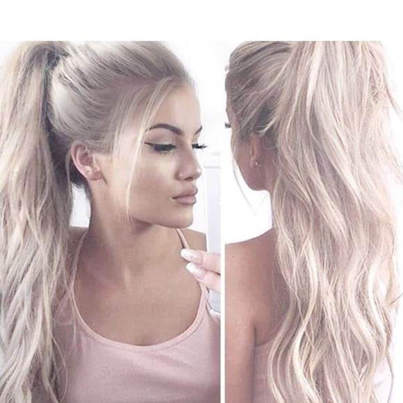 White Wavy Blonde Lacefront Wig - Thumbnail 9