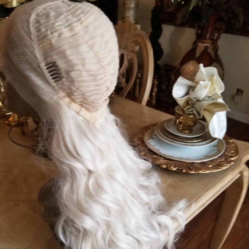 White Wavy Blonde Lacefront Wig - Thumbnail 5