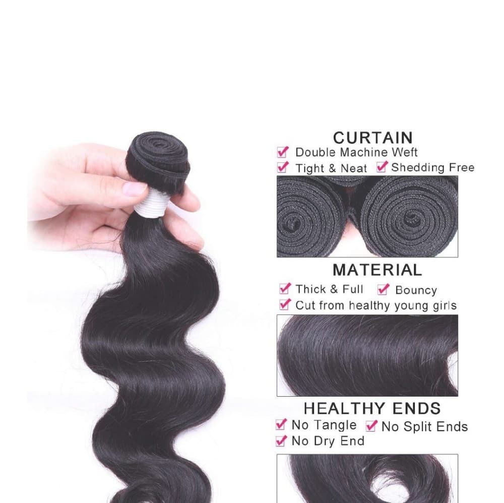 Virgin Brazilian Hair Body Wave 3 Bundles 7A - Thumbnail 3