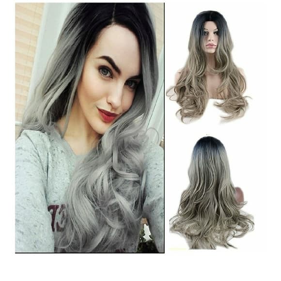 Beautiful Ombre Gray Blonde Wig 22-24 inches - Thumbnail 7