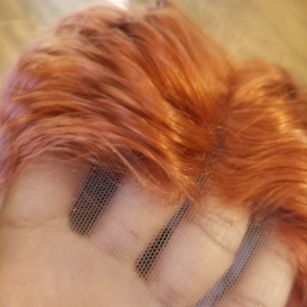 Copper Red Curly Lace Front Wig