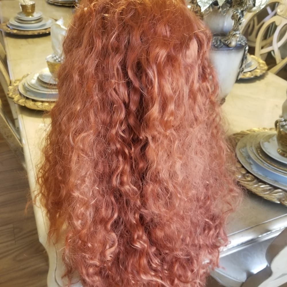Copper Red Curly Lace Front Wig - Thumbnail 2