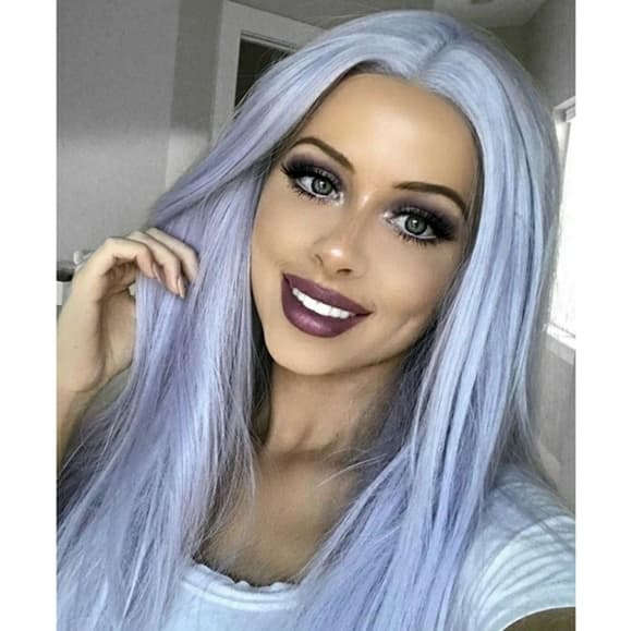 Lilac Purple Silver Lace Front Wig - Thumbnail 3