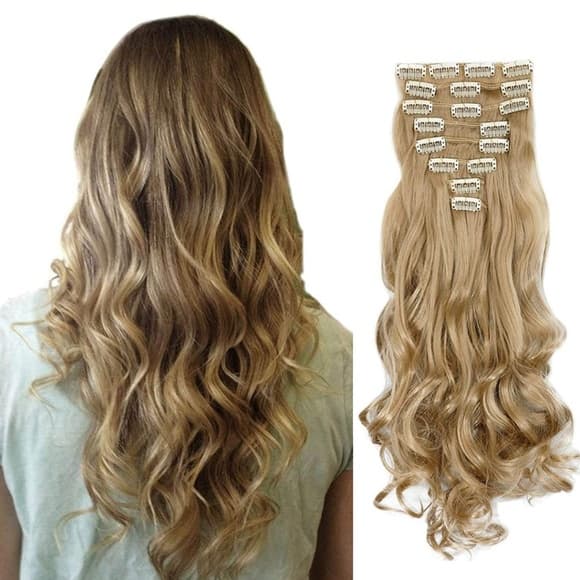 Ash Blonde Full Head Clip on Extension #27 - Thumbnail 3