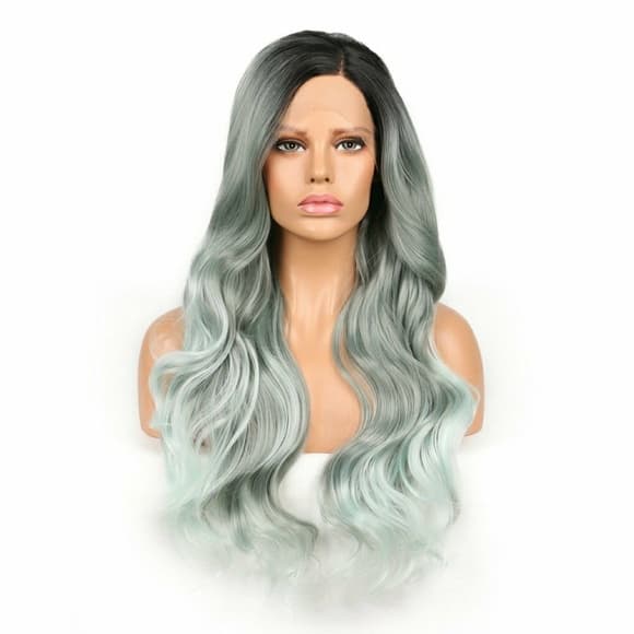 Green Ombre Bodywave Beauty Lacefront Wig - Thumbnail 7