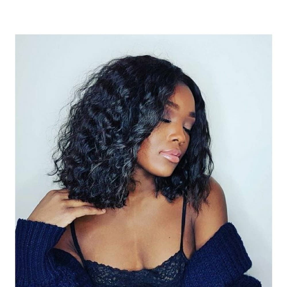 Brazilian Deep Curly Bob LaceFront Wig 12 inches - Thumbnail 7
