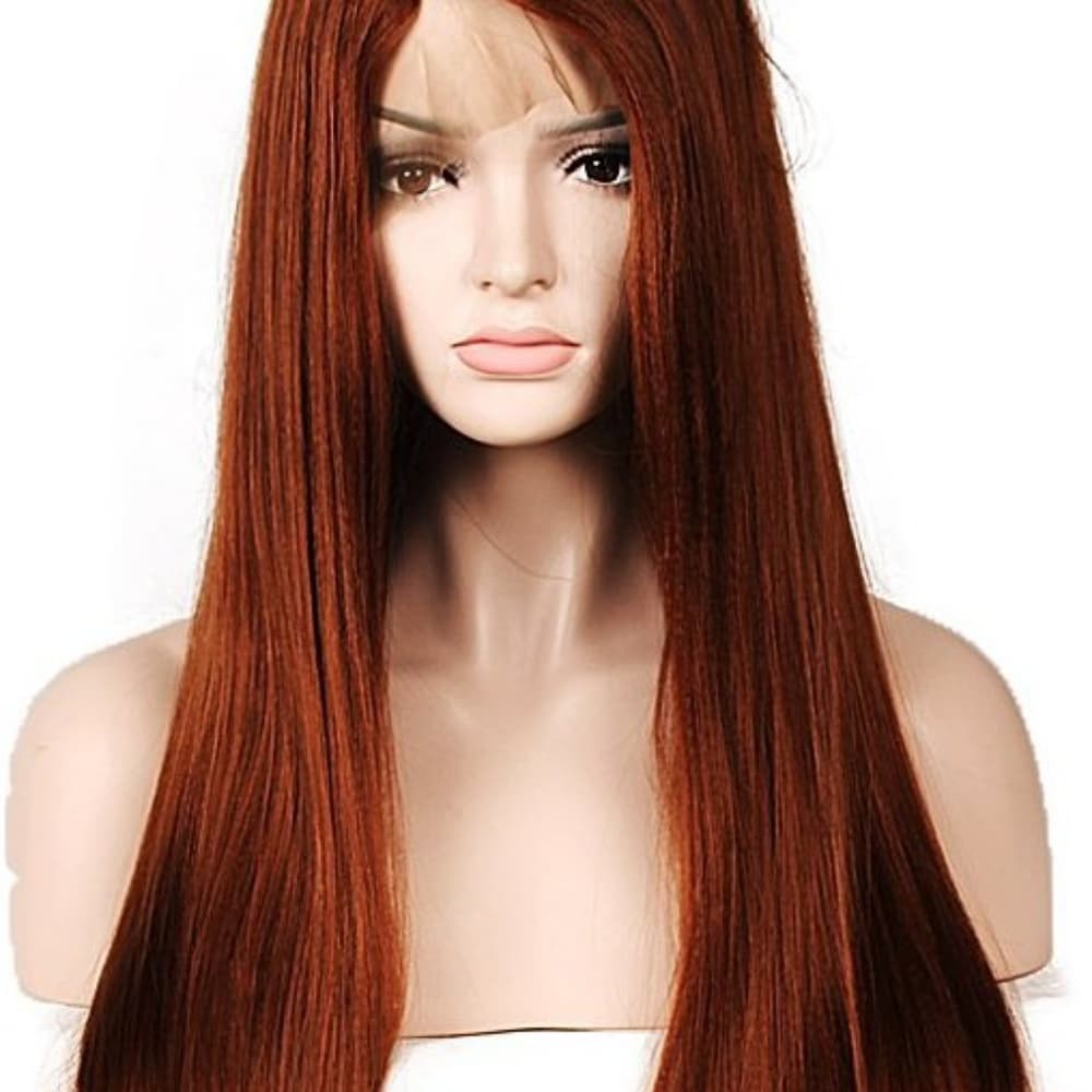 Red Brown Yaki Lace Front Wig - Thumbnail 2