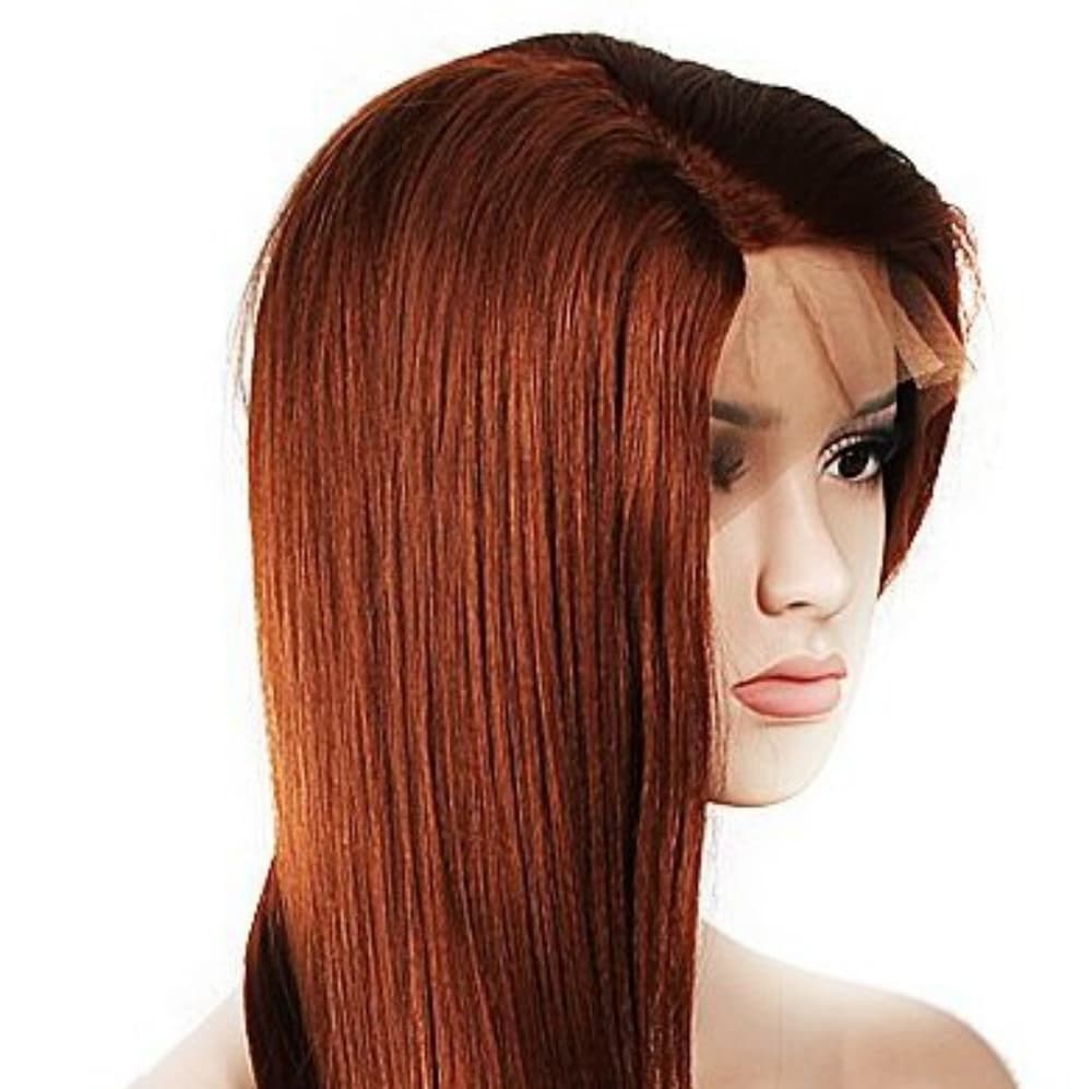 Red Brown Yaki Lace Front Wig - Thumbnail 6