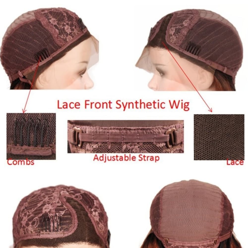Red Brown Yaki Lace Front Wig - Thumbnail 4