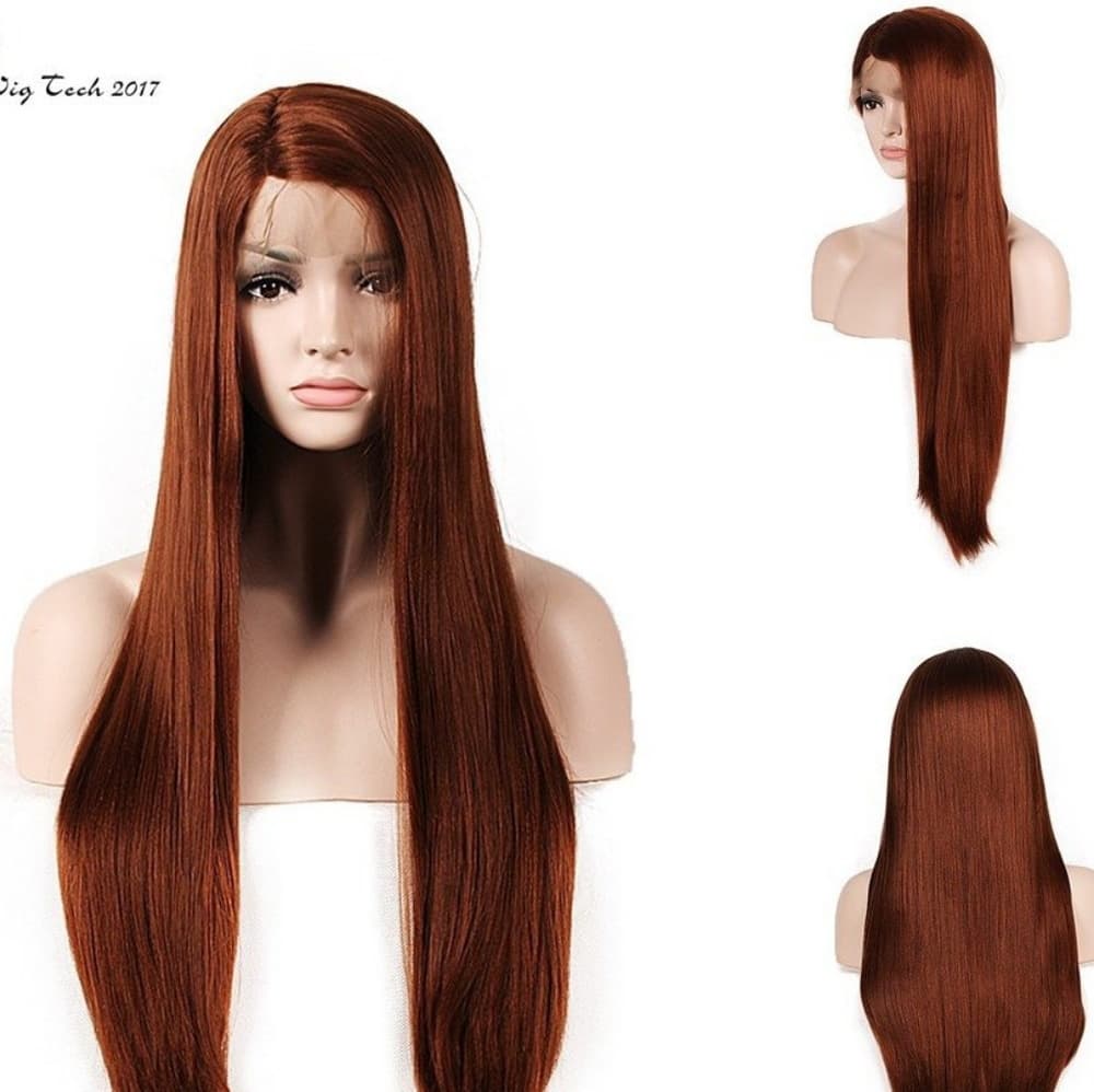 Red Brown Yaki Lace Front Wig - Thumbnail 7