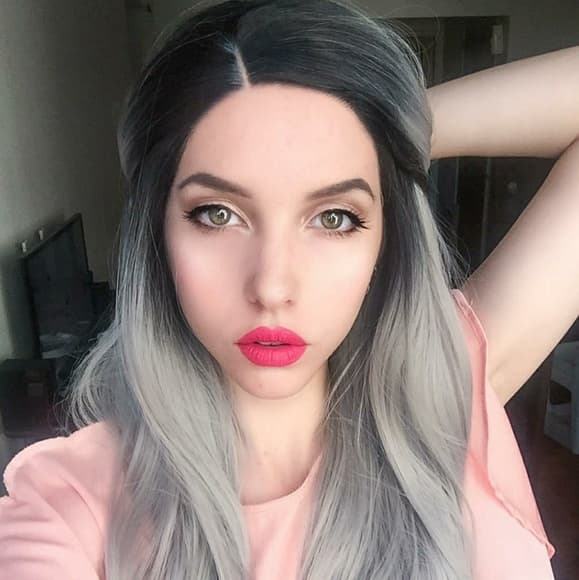 Ombre Black Gray Beauty LaceFront Wig 22-24inc - Thumbnail 3