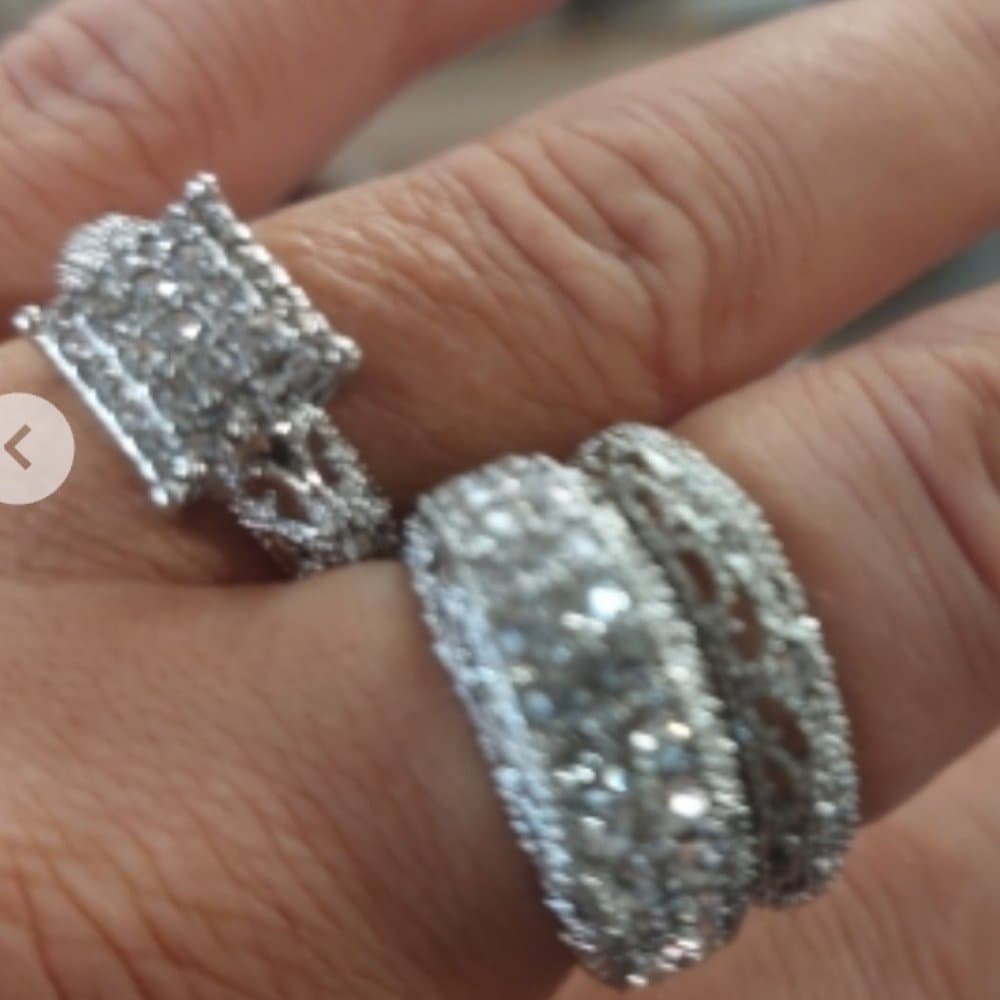 3 PCS bridal artsy wedding engagement ring set - Thumbnail 7