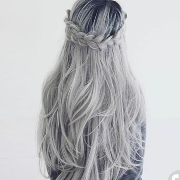Ombre Black Gray Lace Front Wig - Thumbnail 6
