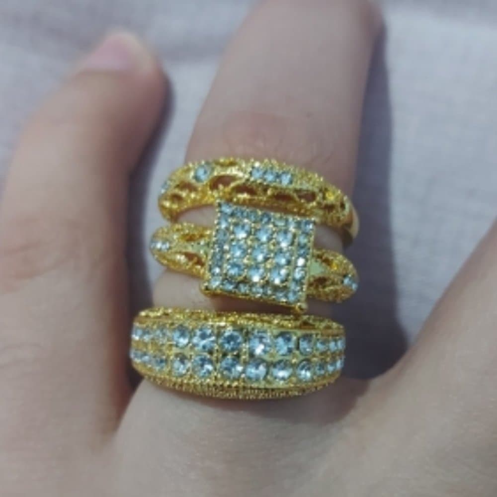 3 PCS bridal artsy wedding engagement ring set - Thumbnail 3