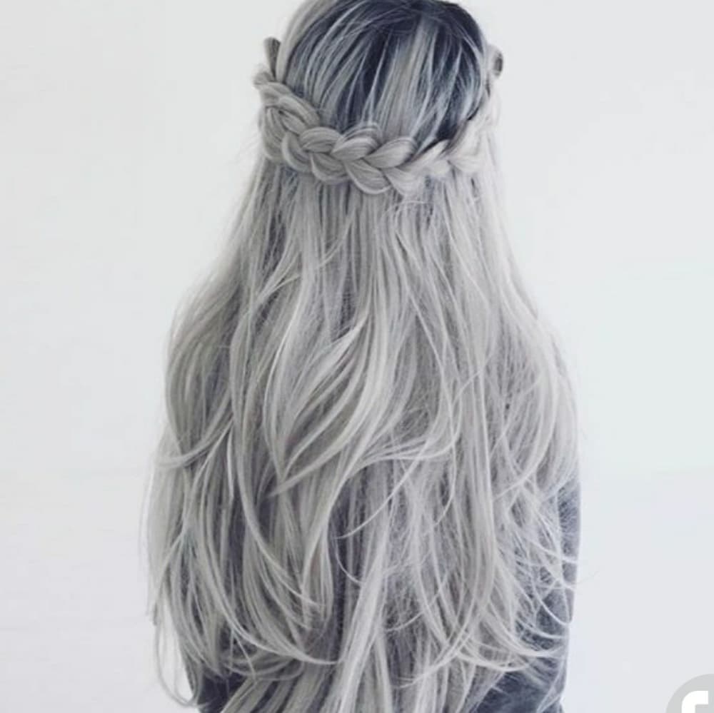 Ombre Black Gray Lace Front Wig - Thumbnail 5
