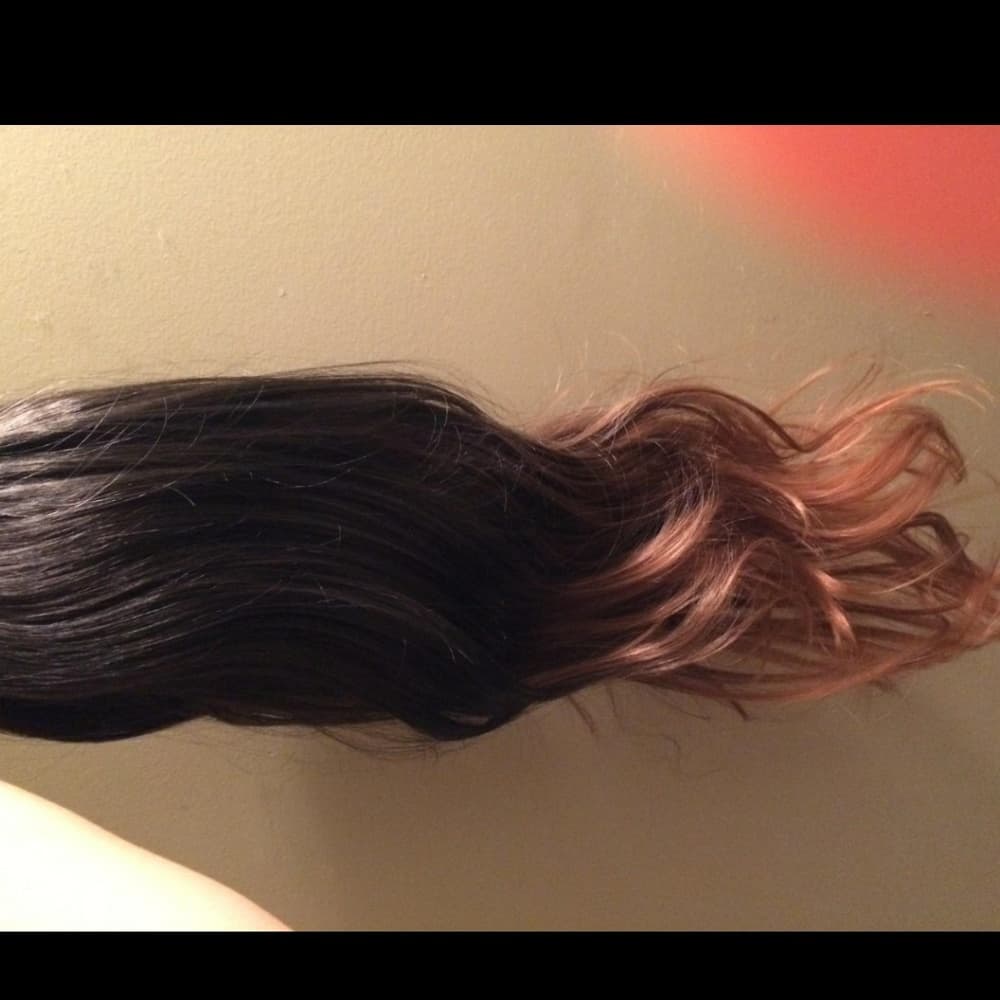 Long Two Tone Black and Brown Ombre Wig - Thumbnail 6