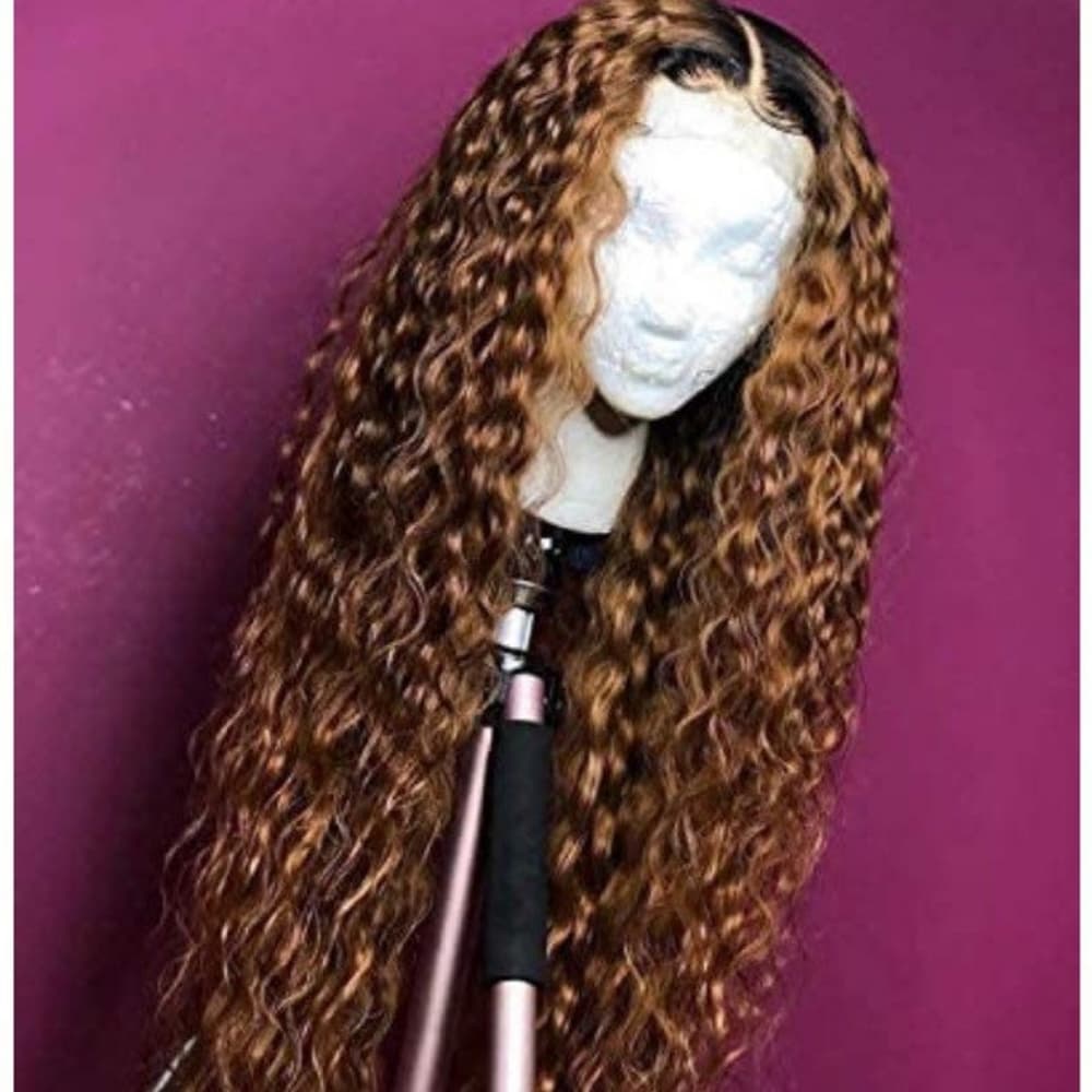 Ombre Curly Red Brown Lace Front Wig - Thumbnail 6