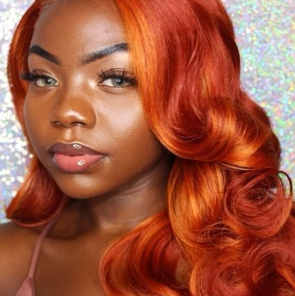 Copper Red Lace Front Wig - Thumbnail 9