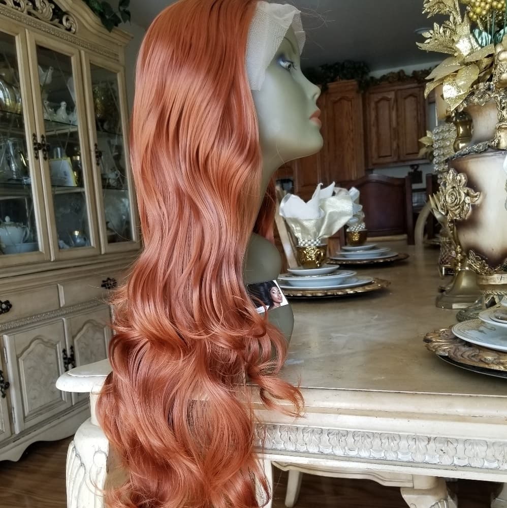 Copper Red Lace Front Wig - Thumbnail 5