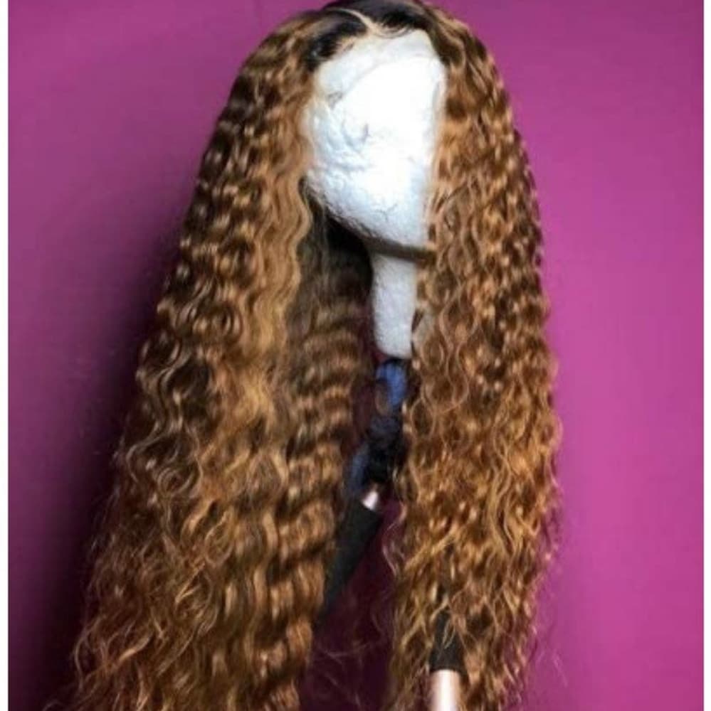 Ombre Curly Red Brown Lace Front Wig - Thumbnail 3